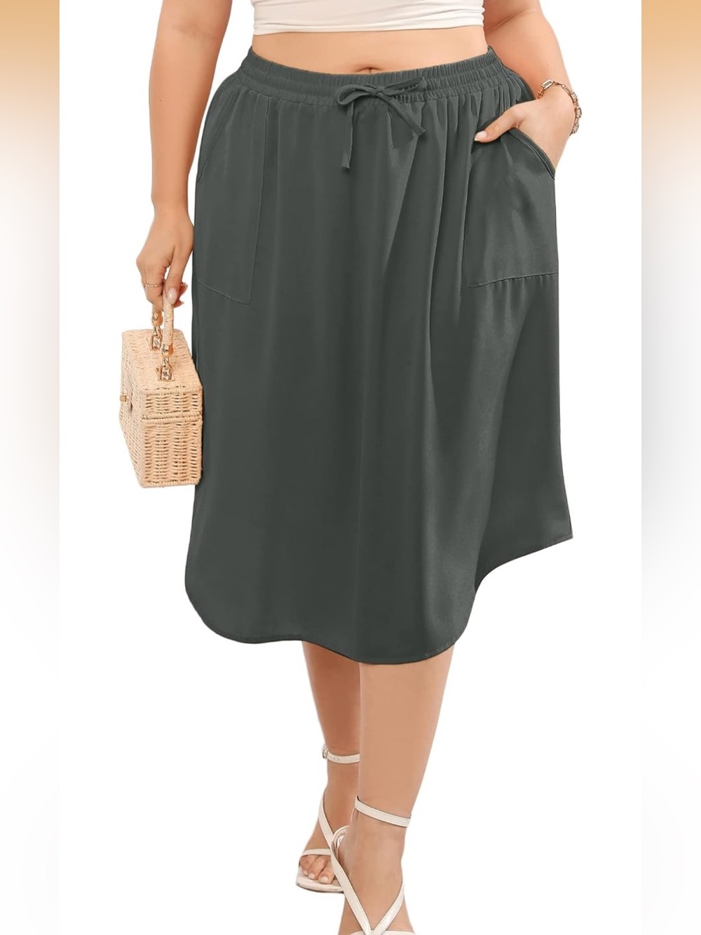 Olive Green Drawstring Skirt